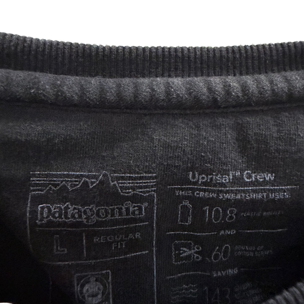 Patagonia Uprisal Crew Sweatshirt Black Graphic Logo Size Large - Picture 8 of 8